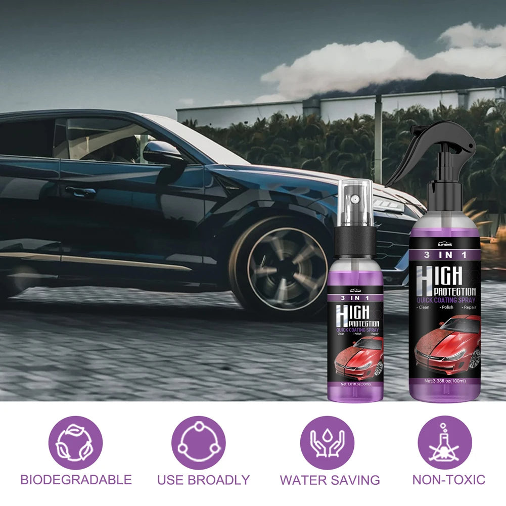 3 in 1 High Protection Quick Car Ceramic Coating Spray | Car Wax Polish Spray (Pack of 2)